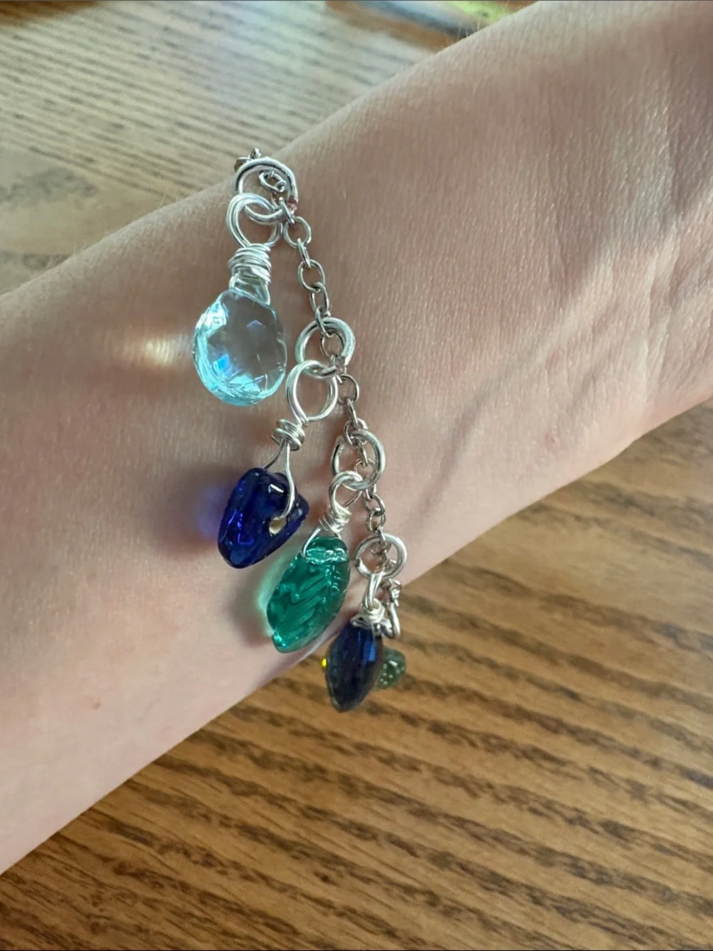 Hand Crafted Multicolor Glass Charm Bracelet